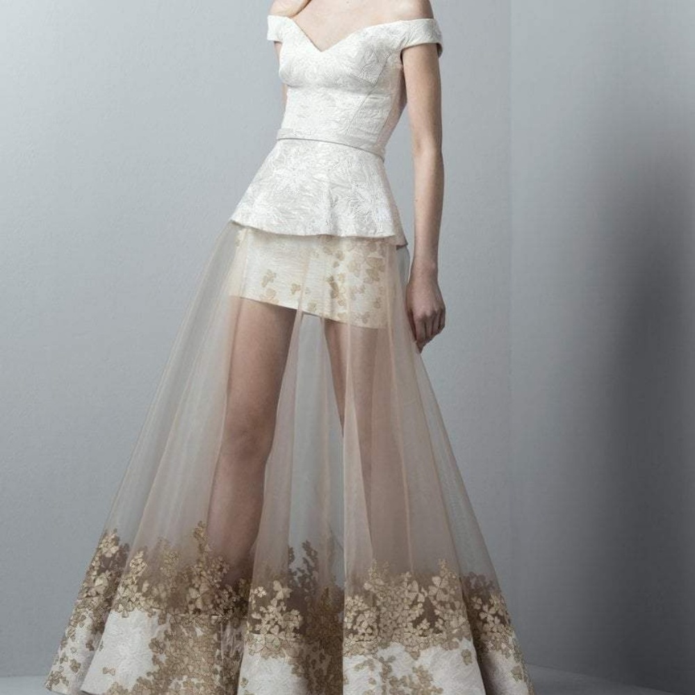 SAIID KOBEISY - 3358 GOLD ENCRUSTED ILLUSION GOWN